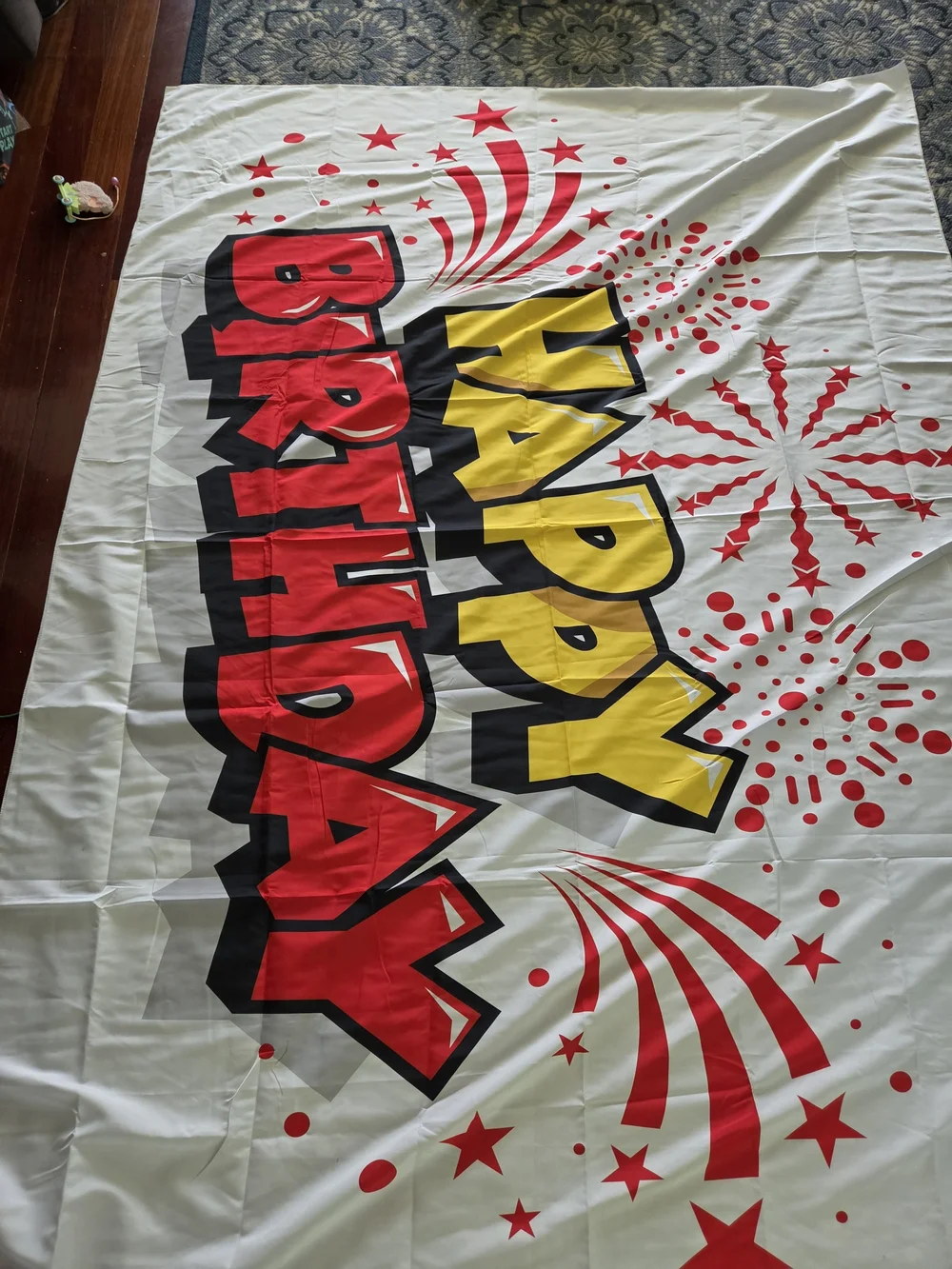 Happy Birthday Party Backdrop Banner - Red & Yellow